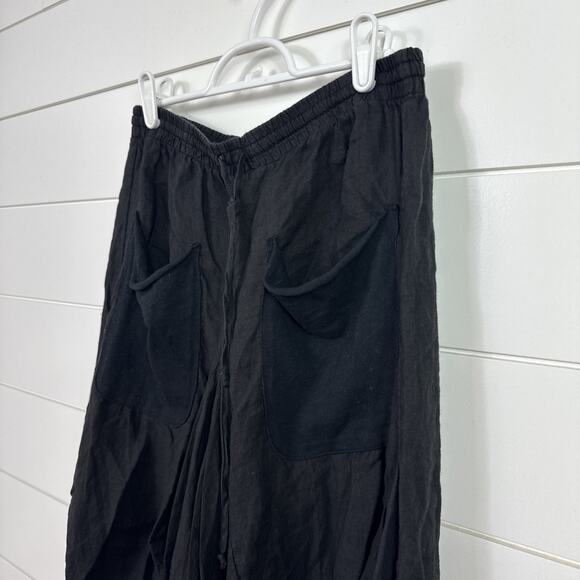 People Like Frank Bubble Hem 100% Linen Midi Skirt Black sz 4 - Picture 4 of 7